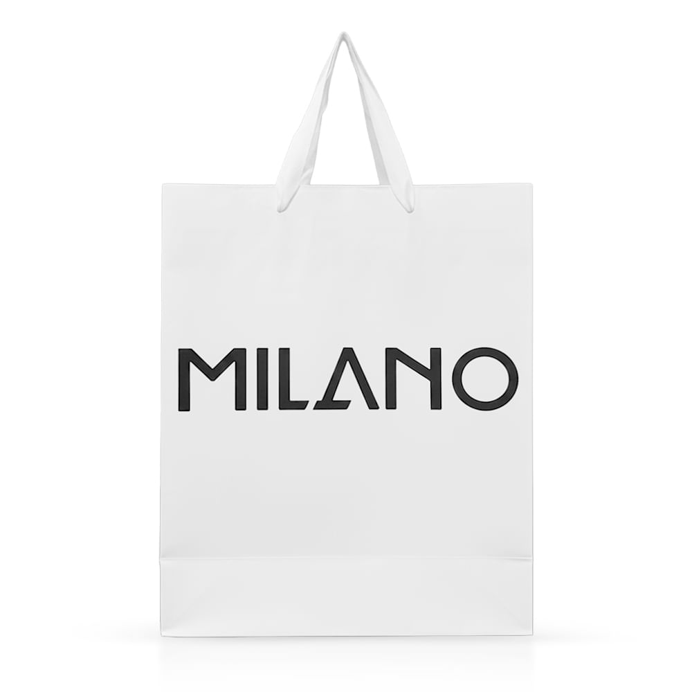 Kit 50 unidades Sacola de Presente Milano Grande em OffSet Alta Gramatura com Alça em Gorgurão Branco na cor Branca 14705 Outros